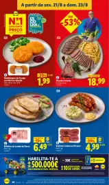 Folheto Lidl semana 34 Página 40: Picanha Fatiada €18,99, Hambúrguer de frango com bacon e queijo €1,99