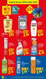 Folheto Lidl semana 34 Página 44: Ajax spray de limpeza com lixívia €1,99, Nelly spray para ondas €1,79