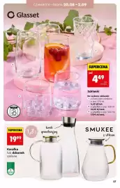 Biedronka gazetka Strona 27: Karafka szklana Smukee €19,99, Szklanka z motywem rombów Glasset €4,49