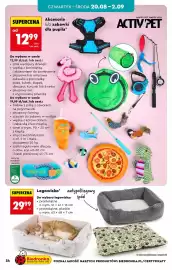 Biedronka gazetka Strona 34: Legowisko prostokątne €29,99, Szelki regulowane dla psa Activ'Pet €19,99