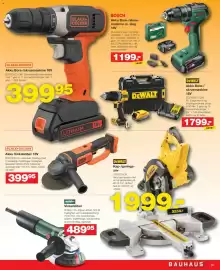 Bauhaus tilbudsavis uge 33 Side 15: Akku Bore-/skruemaskine 18V €399,95, Akku Vinkelsliber 18V €399,95