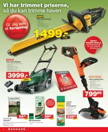 Bauhaus tilbudsavis uge 33 Side 2: TURFLINE Topdress €54,95, BOSCH Akku-plæneklipper €3.999,00