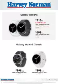 Harvey Norman catalogue Page 10: Galaxy Watch8 Bluetooth 46mm €898,00, Galaxy Watch8 Classic LTE 46mm €898,00