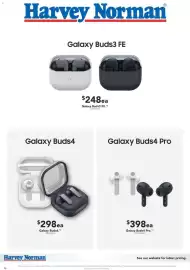 Harvey Norman catalogue Page 16: Galaxy Buds4 €298,00, Galaxy Buds4 Pro €398,00