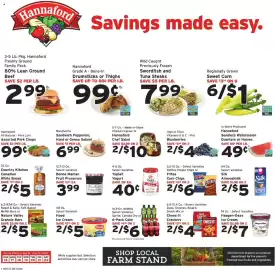 Hannaford flyer week 34 Page 1: Ruffles Potato Chips or Fritos Corn Chips €6,00, Country Kitchen Canadian White Bread €5,00