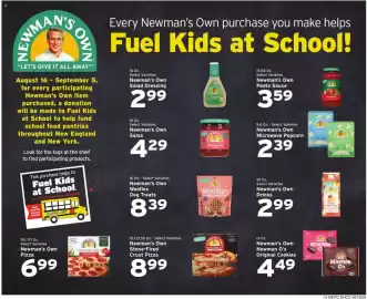 Hannaford flyer week 34 Page 13: Newman's Own Pizza €6,99, Newman's Own Newman O's Original Cookies €4,49