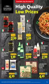 Lidl weekly ad week 34 Page 13: Lidl preferred selection bronze cut pasta €1,49, Lidl preferred selection swiss cheese €4,99