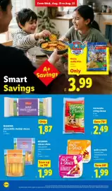 Lidl weekly ad week 34 Page 18: Milbona sharp white cheddar cheese €1,87, Lidl pack-a-snack €1,99