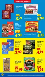 Lidl weekly ad week 34 Page 20: Chef gusto cheeseburger inspired snacks €4,73, Tuttorosso hand crushed tomatoes €1,96