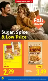 Lidl weekly ad week 34 Page 22: Stauffer's pumpkin spice snaps €3,49, Lidl mini rice crisps €2,29