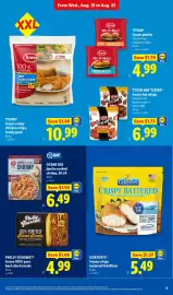 Lidl weekly ad week 34 Page 3: Philly Gourmet frozen 100% pure beef sliced steaks €4,99, Ocean sea jumbo cooked shrimp €6,49