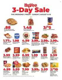 Hy-Vee weekly ad Page 1: Hy-Vee One Step russet potatoes €1,48, Hy-Vee shredded cheese €5,00