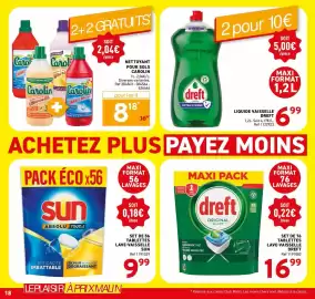 Catalogue Trafic page 18: DREFT Liquide vaisselle €6,99, Carolin Nettoyant pour sols €8,18