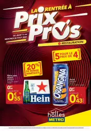 Catalogue METRO page 1: Orangina jaune €0,43, Heineken €0,55