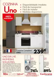 Folheto Conforama Página 13: Cozinha Uno €239,00, Módulo de coluna sobre máquina de lavar roupa/sanita UNO €74,99