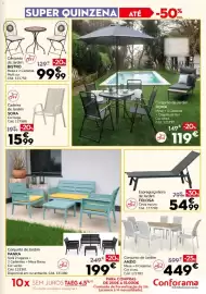 Folheto Conforama Página 7: Cadeira de Jardim SORA €15,99, Conjunto de Jardim Bistro €99,99