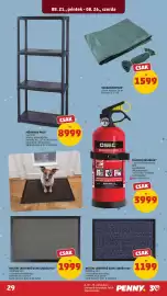 PENNY akciós újság hét 34 Oldal 33: Takaróponyva €1.599,00, Műanyag polc €8.999,00