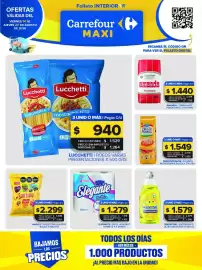 Folleto Carrefour Maxi semana 33 Página 1: Lucchetti fideos varias presentaciones €940,00, Elegante papel higienico €1.279,00