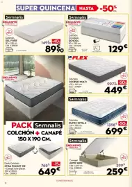 Catálogo Conforama Página 8: Somnalis canapé artic box €259,00, Flex colchón cooper multi €449,00