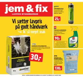 Jem & fix tilbudsavis uge 34 Side 1: Cempexo Stolpebeton €30,00, Toxan Plænerens €90,00