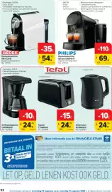 Carrefour folder Pagina 32: Espressomachine medek €54,99, Koffiezetapparaat Tefal €24,99