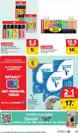 Carrefour folder Pagina 37: Set van 15 markeerstiften + deskset Boss Original €14,99, Set van 6 markeerstiften €5,79