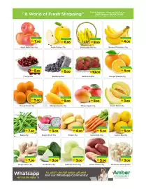 Amber catalogue Page 8: "A World of Fresh Shopping" Fruits & Vegetables Offers are Valid Only on 2026 August 06,07,08,09