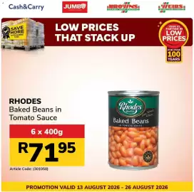 Jumbo catalogue Page 1: Rhodes Baked Beans in Tomato Sauce €71,95