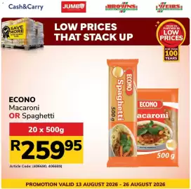 Jumbo catalogue Page 2: Econo Macaroni or Spaghetti €259,95