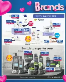 Clicks catalogue Page 10: Dove Body Cream or Lotion €170,00, Dove Body Wash €88,00