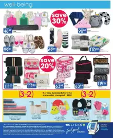 Clicks catalogue Page 54: Clicks Wild Toilettry Bags €119,00, Clicks Black & Green Striped Toiletry Bags €111,00
