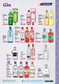 Bestway leaflet Page 13: Bombay sapphire london dry gin €17,69, The Botanist Islay Gin €23,99