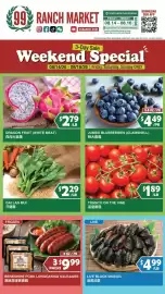 99 Ranch weekly ad Page 1: Dragon Fruit (White Meat) €2,79, Live Black Mussel €4,99