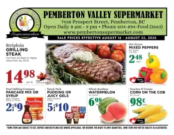 Pemberton Valley Supermarket flyer week 34 Page 1