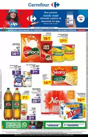 Folheto Carrefour Página 1: Guaraná antarctica - original/sem açúcar €7,79, Neve - papel higiênico toque da seda €26,90