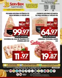Catálogo ServBem Página 3: Chorizo bovino estancia €64,97, Coxinha da asa de frango pct €11,97