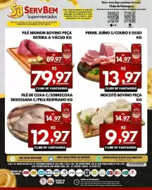 Catálogo ServBem Página 4: Filé mignon bovino peça inteira a vácuo kg €79,97, Pernil suíno s/couro e osso €13,97