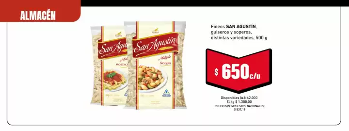 Catálogo Cooperativa Obrera Página 2: Fideos guiseros y soperos €650,00