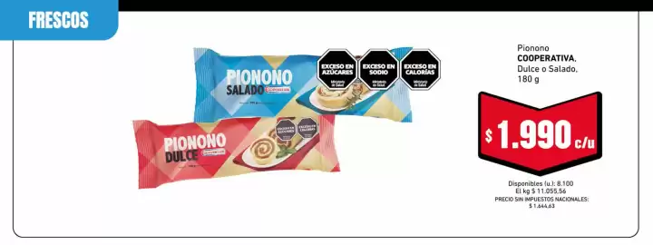 Catálogo Cooperativa Obrera Página 3: Pionono dulce e salado €1.990,00