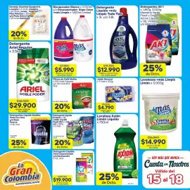 Catálogo La Gran Colombia Página 11: Más Limpic Detergente Líquido €12.990,00, Ariel detergente regular €29.900,00