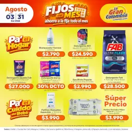 Catálogo La Gran Colombia Página 16: Fab detergente ultra floral €28.500,00, Detergente Dersa Frescura Floral y/o Regular
