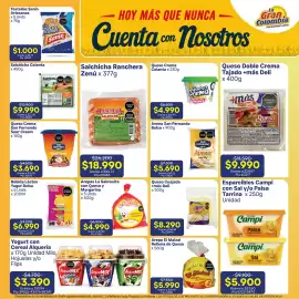 Catálogo La Gran Colombia Página 6: Campi esparcibles con sal y/o paisa €5.900,00, Yagur Bebida Láctea €6.990,00