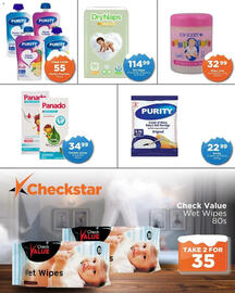 Check Star catalogue Page 10: Dry Naps Premium Diapers €114,99, Purity Pouches €55,00