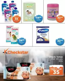 Check Star catalogue Page 10: Dry Naps Premium Diapers €114,99, Purity Pouches €55,00