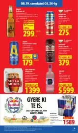 Lidl akciós újság hét 34 Oldal 15: KŐBÁNYAI €275,00, STELLA ARTOIS €1.399,00