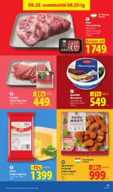 Lidl akciós újság hét 34 Oldal 35: CHEF SELECT Panírozott pulyka nuggets €999,00, PICK Friss sertéstarja €1.749,00