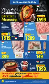 Lidl akciós újság hét 34 Oldal 6: PIKOK Nagyi májas €149,00, Friss, egész kakas / jérce €1.599,00