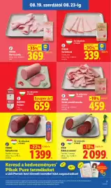 Lidl akciós újság hét 34 Oldal 7: PICK Rákóczi szalámi €2.099,00, PIKOK Sertéskaraj €339,00