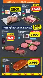 ALDI akciós újság hét 34 Oldal 11: Pápai hús sertésszelet €2.299,00, Gourmet rump steak €749,00