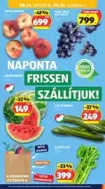 ALDI akciós újság hét 34 Oldal 21: Lapos Barack €699,00, Piros vagy kék szőlő €799,00